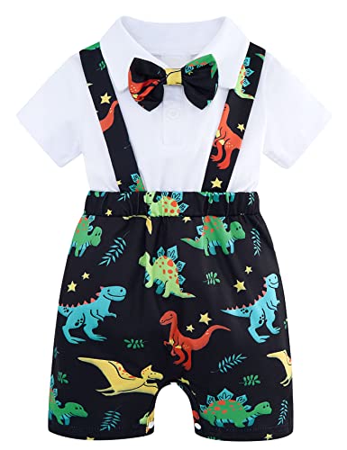 BFUSTYLE Newborn Dress Clothes Dinosaur Cotton Baby Boys 2 in 1 Romper Smash Cake Onesie Animal 18 Months White Black by 