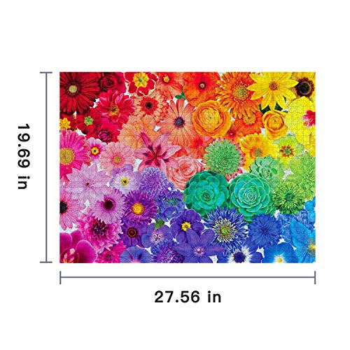 Genion Jigsaw Puzzles for Adults 1000 Piece - Rainbow Flowers Puzzle Game Large 1000 pcs Artwork Gifts for Adults Teens Families - 27.56ââ x 19.69ââ (Upgraded) from Genion