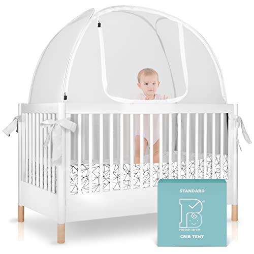 Baby Crib Tent by Pro Baby Safety | Infant Mosquito Netting Made from Fine See Through Mesh - Crib Net to Keep Baby from Climbing Out of The Crib, | Pop-Up Tent Canopy Cover Fits Most Standard Cribs from Pro Baby Safety