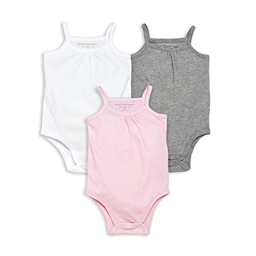 Burt's Bees Baby unisex baby Bodysuits, 3-pack Long & Short-sleeve One-pieces, 100% Organic Cotton Bodysuit, White/Pink/Grey Camis, 3-6 Months US from Burt's Bees Baby