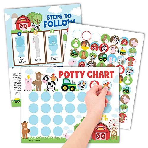 Farm Animals Sticker Chart for Kids Potty Training Chart for Toddlers Boys - Potty Chart for Girls with Stickers, Potty Training Sticker Chart for Girls Potty, Potty Chart for Boys with Stickers by Hadley Designs