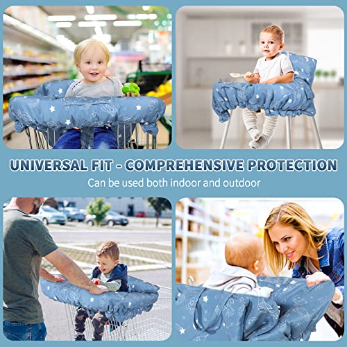 Yoofoss Shopping Cart Cover for Baby, 2-in-1 High Chair Cover with Safety Harness, Multifunctional Cart Covers for Toddler, Universal Fit, Soft Padded Grocery Cart Cover for Baby Boy Girl - Blue by Shenzhenshi Aisifang Clothing Co., Ltd.