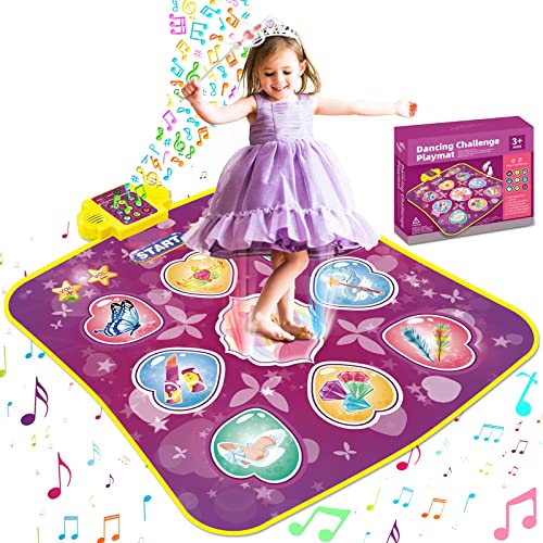 laoyeboho Dance Mat, Kids Dance Rhythm Stepping Game Dance Mat for Kids Boys Girls 3-7 Years Old and 8-12 Years Old Music Dance Floor Game Toy Gift with Built-in LED Lights, Music-Princess by laoyeboho