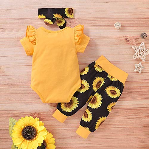 Newborn Baby Girl Clothes Infant Baby Ruffle Romper +Pants + Headband 3 PCS Outfits Set from 