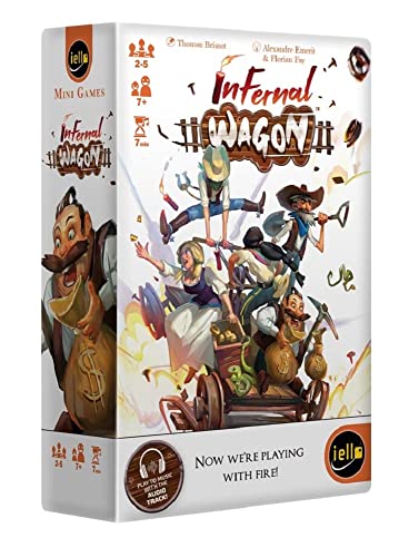 IELLO: Infernal Wagon - Quick Party Game, Complete Pre-Established Objectives to Prove Your Team Skill, Family Game, Ages 7+, 2-5 Players, 7 Minute Play Time from WHATZ GAMES