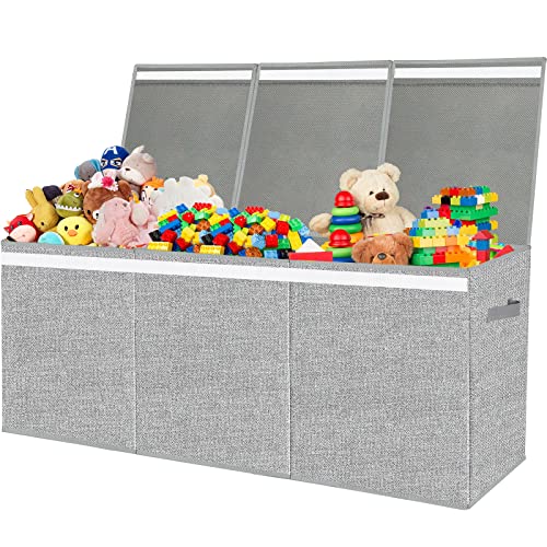 Pantryily Extra Large Toy Box for Girls Boys - Collapsible Kids Toy Chest Boxes Organizers and Storage for Nursery,Playroom,Office 35.8"x12.6"x16"(Grey) by Pantryily