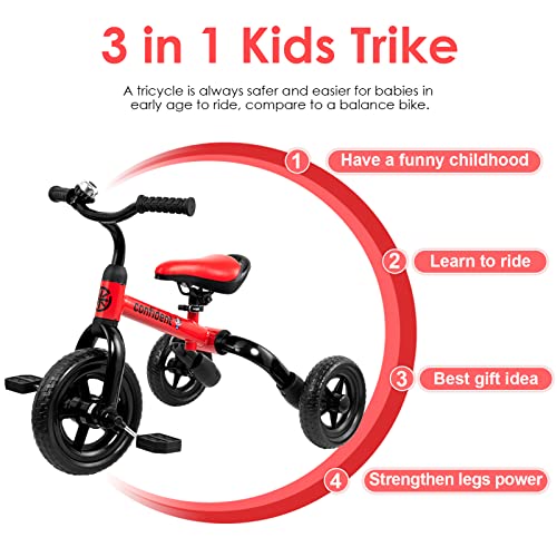 YGJT 3 in1 Toddler Tricycle for 2-6 Year Old Folding Kids Trike & Balance Bike Outdoor Riding Toys for Boys Girls Birthday by YGJT.INC
