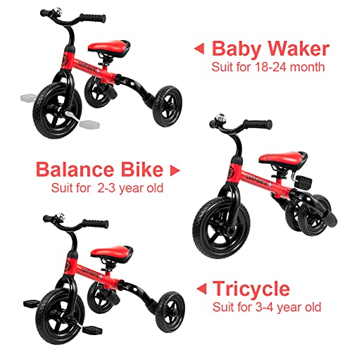 YGJT 3 in1 Toddler Tricycle for 2-6 Year Old Folding Kids Trike & Balance Bike Outdoor Riding Toys for Boys Girls Birthday by YGJT.INC