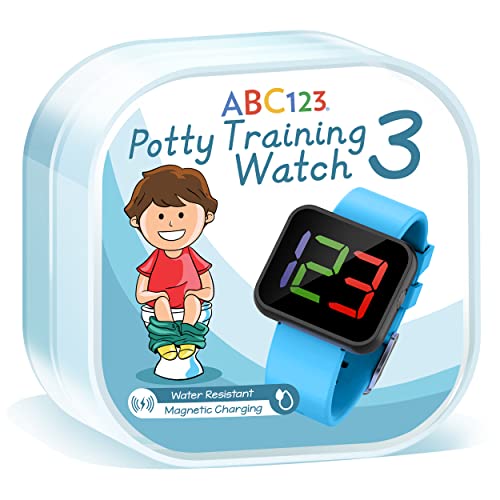 ABC123 Potty Training Watch 3 (2023 Edition) - Baby Reminder Water Resistant Timer for Toilet Training Kids & Toddler with Wireless Charging (Blue) by ABC123