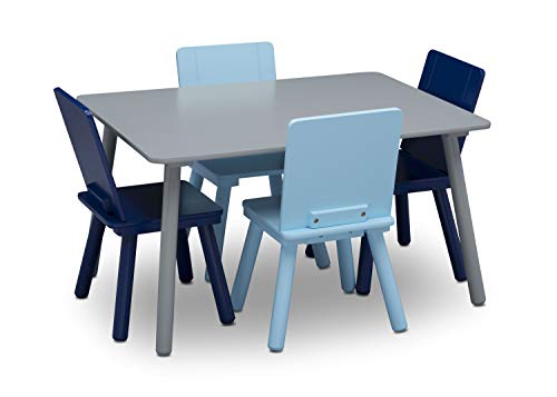Delta Children Kids Table and Chair Set (4 Chairs Included) - Ideal for Arts & Crafts, Snack Time, Homeschooling, Homework & More, Grey/Blue from Delta Enterprise Corp - PLA