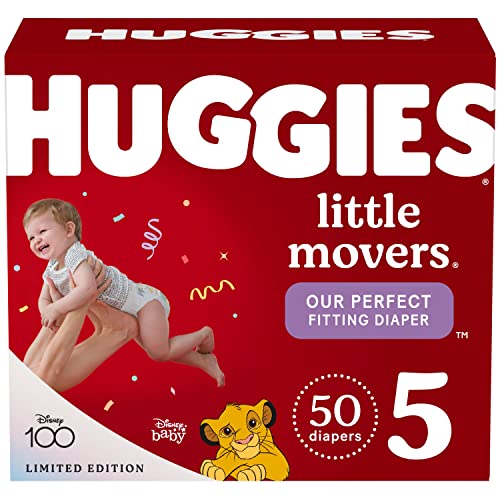 Baby Diapers Size 5 (27+ lbs), 50 Ct, Huggies Little Movers by Kimberly-Clark Corp.
