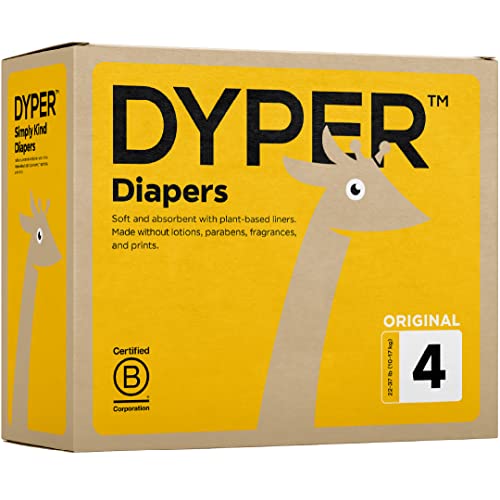 DYPER Viscose from Bamboo Baby Diapers Size 4 | Honest Ingredients | Cloth Alternative | Day & Overnight | Made with Plant-Based* Materials | Hypoallergenic for Sensitive Newborn Skin, Unscented by DYPER