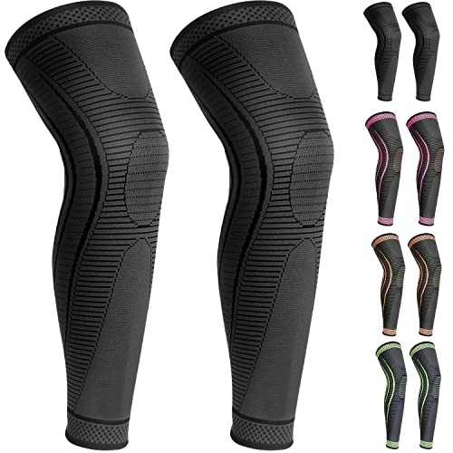 2 Packs Long Full Leg Knee Brace, Compression Knee Sleeves Support Relieve Pain from Acl,Pcl, Meniscus Tear, Arthritis, Tendinitis, Men and Women (Black, Small) from Ruilala