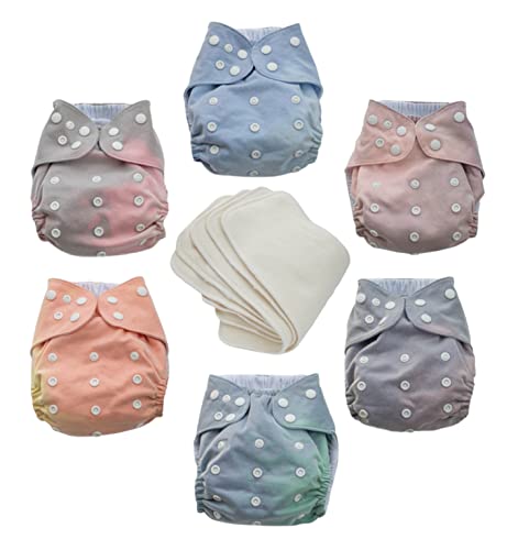 Ombre Diapers Color Changing Baby Cloth Diaper One Size Adjustable Washable Reusable for Baby Girls and Boys with Cotton Hemp Inserts - 6 Pack from 