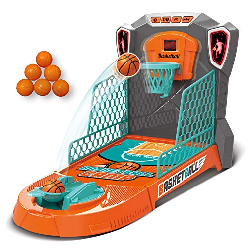 KUARLUBI Basketball Shooting Game Toy, Desktop Table Basketball Games Set with Basketball Court, Move Basket, Light and Score Fun Sports Novelty Toy for Birthday Gifts by SHENG YING