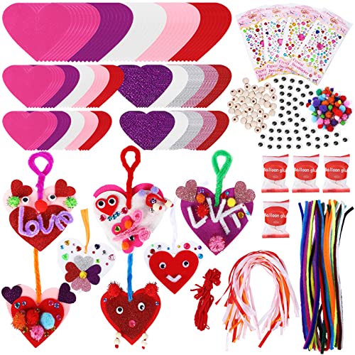 368PCS Valentines Day Craft Kits Decoration DIY Heart Craft Set for Kid School-130 Hearts,40 Wooden Beads for Valentines Party Favor Classroom Art Activity Reading Valentine Favors Gift Exchange by Tedyle