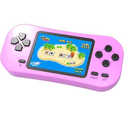 Beijue Retro Handheld Games for Kids Built in 218 Classic Old Style Electronic Game 2.5'' Screen 3.5MM Earphone Jack USB Rechargeable Portable Video Player Children Travel Holiday Entertain (Pink) by Beijue Technology Co., Ltd