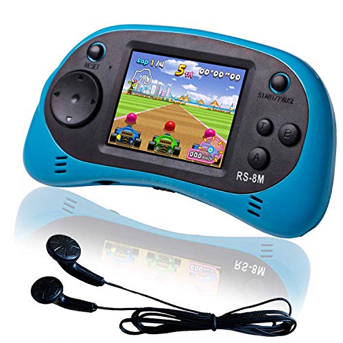 EASEGMER 16 Bit Kids Handheld Games Built-in 200 HD Video Games, 2.5 Inch Portable Game Player with Headphones - Best Travel Electronic Toys Gifts for Toddlers Age 3-10 Years Old Children (Blue) from EASEGMER