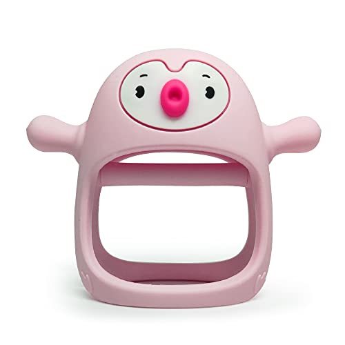 Smily Mia Penguin Teether for Babies 0-6Months, Pacifier Teething Toys for Babies 6-12Months,Ultimate Baby Registry & Shower Gift, Infant Chew Toys for 0-3Months Baby Girls, Old Roze by Dongguan Xufu Rubber&Silicone manufacturer Co., Ltd.