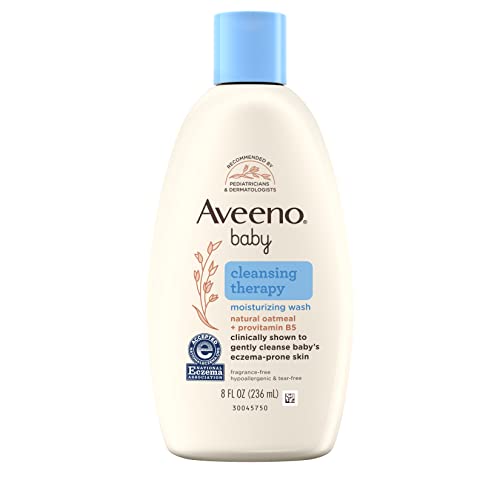 Aveeno Baby Cleansing Therapy Moisturizing Baby Body Wash with Natural Oatmeal & ProVitamin B5, Gentle Tear-Free Baby Bath Wash for Sensitive & Eczema-Prone Skin, Hypoallergenic, 8 oz by Johnson & Johnson