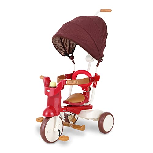 iimo 02SS - Premium Foldable Trike for Toddlers, Toddler Tricycle Stroller, Push and Fold iimo Tricycle for Ages 10 Months to 3 Years (Red) by iimo