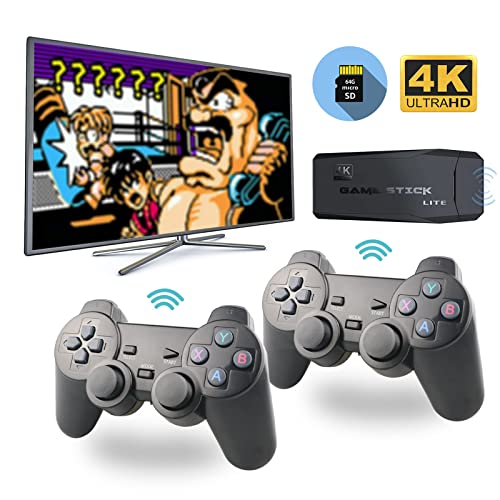 Joorniao Wireless Retro Game Console, Built in 10000+ Games, 9Emulators, Plug & Play Video Game Stick 4K HDMI Output for TV with Dual 2.4G Wireless Controllers Birthday Gifts for Boys&Girls(64G) by Joorniao