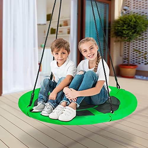 SUPER DEAL 40 Inch Green Saucer Tree Swing Set for Kids Adults 800lb Weight Capacity Waterproof Flying Swing Seat Textilene Fabric with Adjustable Hanging Ropes for Outdoor Playground, Backyard by SUPER DEAL