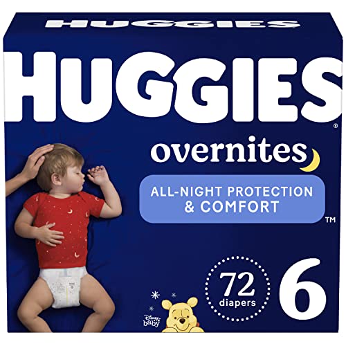 Overnight Diapers Size 6 (35+ lbs), 72 Ct, Huggies Overnites Nighttime Baby Diapers by Kimberly-Clark Corp.