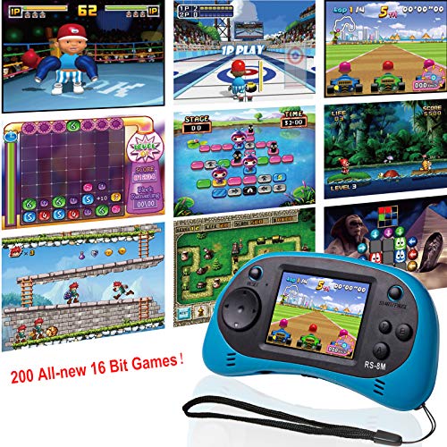 EASEGMER Kids Handheld Game Portable Video Game Player with 200 Games 16 Bit 2.5 Inch Screen Mini Retro Electronic Game Machine ,Best Gift for Child (Blue) by HuiSmart