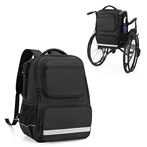 SAMDEW Wheelchair Backpack, Wheelchair Bag to Hang on Back, Manual & Motorized Wheelchair Bag for Adults, Accessories Bag for Wheelchair, with Thermal Insulation Pocket for Medicine Storage, Bag only by 