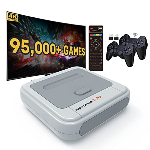 Kinhank Video Game Console 128G, Super Console X Pro Built in 41,000+ Classic Games, Retro Game Console Systems for 4K TV HD/AV Output, Dual Systems, Compatible with PS1/PSP/MAME/ATARI by Kinhank