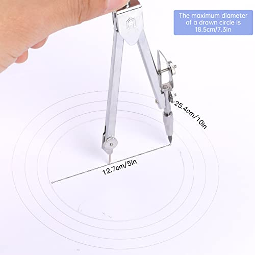 Professional Compass for Geometry, Student Metal Compass with Extra Lead, Math Compass, Compass Drawing Tool, Drawing Compass, Drafting Compass for Students Woodworking School Supplies by Vin Beauty