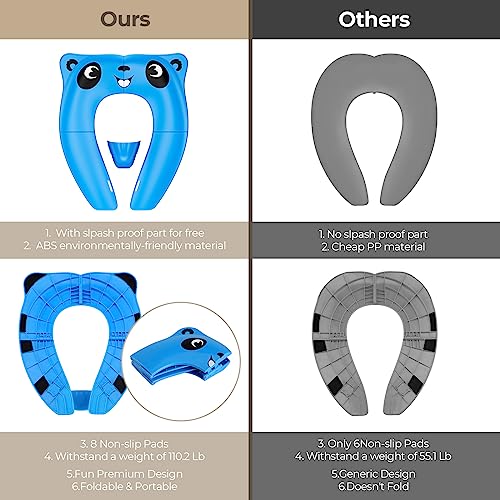 Upgrade Portable Potty Seat with Splash Guard for Toddler, Foldable Travel Potty Seat with Carry Bag , Non-Slip Pads Toilet Potty Training Seat Covers for Baby, Toddlers and Kids (Blue) from Jionchery