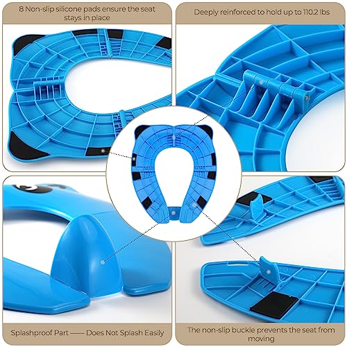 Upgrade Portable Potty Seat with Splash Guard for Toddler, Foldable Travel Potty Seat with Carry Bag , Non-Slip Pads Toilet Potty Training Seat Covers for Baby, Toddlers and Kids (Blue) from Jionchery