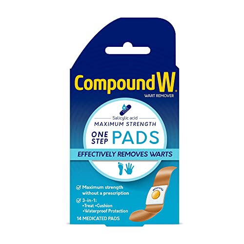 Compound W Wart Remover Maximum Strength One Step Pads, 14 Medicated Pads by Prestige Consumer Healthcare
