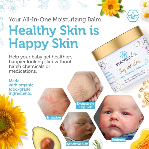 Era Organics Healing Ointment for Babies - USDA Certified Organic Natural Gentle Moisturizer for Sensitive Skin Prone To Baby Eczema, Cradle Cap (Infant Seborrheic Dermatitis), Rashes, Hives & More from Era Organics