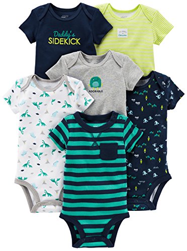 Simple Joys by Carter's Baby Boys 6-Pack Short-Sleeve Bodysuit, Navy/Turquoise, 0-3 Months by Carter's Simple Joys -Private Label -Vendor Flex CRI