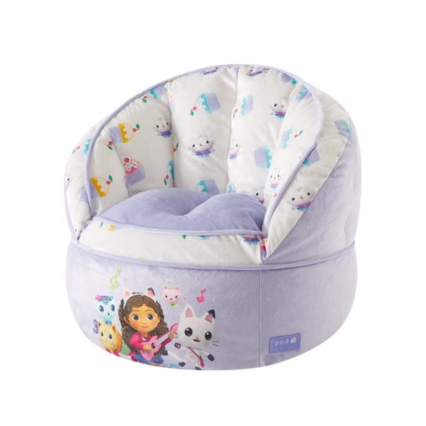 Idea Nuova Gabbys Dollhouse Purple Round Bean Bag Chair for Kids, Ages 3+ from Idea Nuova