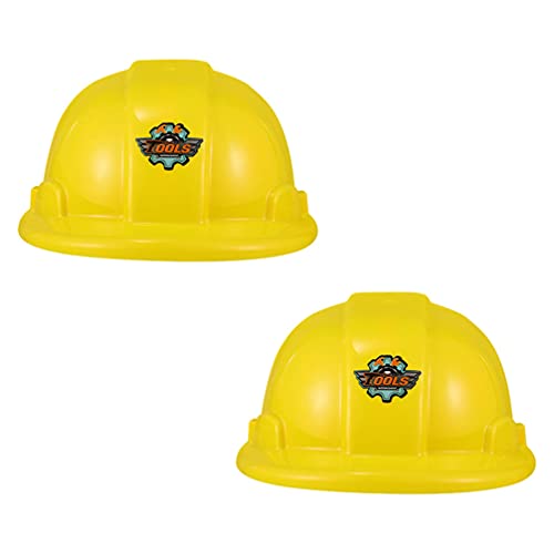 2pcs Small Plastic Kids Construction Hats Yellow Construction Hard Hats Construction Worker Helmets Toys Costume Accessories for Party Decors 49g by Toyvian