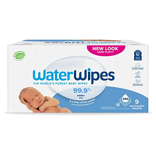 Baby Wipes, WaterWipes Sensitive Baby Diaper Wipes, 99.9% Water, Unscented & Hypoallergenic, for Newborn Skin, 9 Packs (540 Count) from Irish Breeze