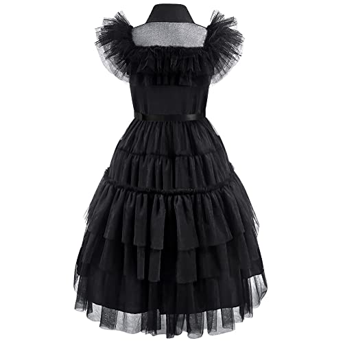 Zalongye Wednesday addams costume girls dress for Kids Addams Family Costumes Halloween Cosplay Party Dress 4-13Yï¼140ï¼ by 