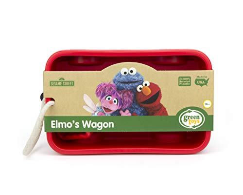 Green Toys Sesame Street Elmo's Wagon, Red - Pretend Play, Motor Skills, Kids Outdoor Toy Vehicle. No BPA, phthalates, PVC. Dishwasher Safe, Recycled Plastic, Made in USA. from Green Toys