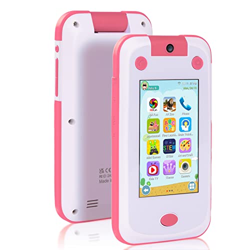 Kids Phone Support Cell SIM Card Parental Control Learning Toy Phone Toddlers' Electronics Baby Cell Phone with 180Â° Flip Camera WiFi Bluetooth Music Player Puzzle Games for Kids Gifts Age 3-10-Pink from FAYYANG