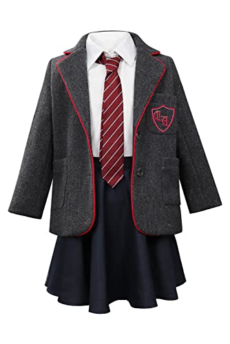 Newcos Girls Matilda Costume Uniform Cosplay Matilda Halloween Outfit Jacket Shirt Skirt for Kids from 