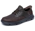 Skechers Garza Gervin Leather Chocolate Lace-Up Shoes
