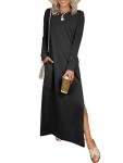 ANRABESS Black Long Sleeve Flowy Maxi Dress