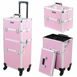 Mefeir Pink 2-in-1 Travel Makeup Trolley Case
