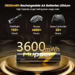 Rechargeable AA Lithium Batteries with Charger - Gold