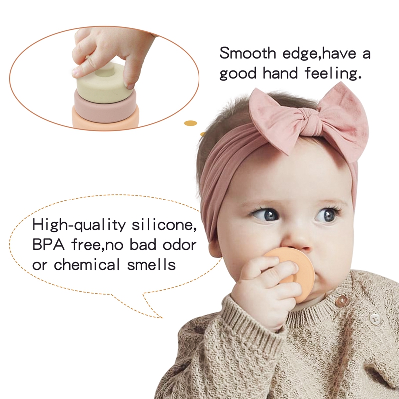 6 Soft Silicone Baby Stacking Blocks Set