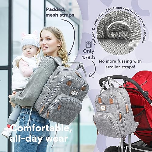 RUVALINO Gray Diaper Bag Backpack